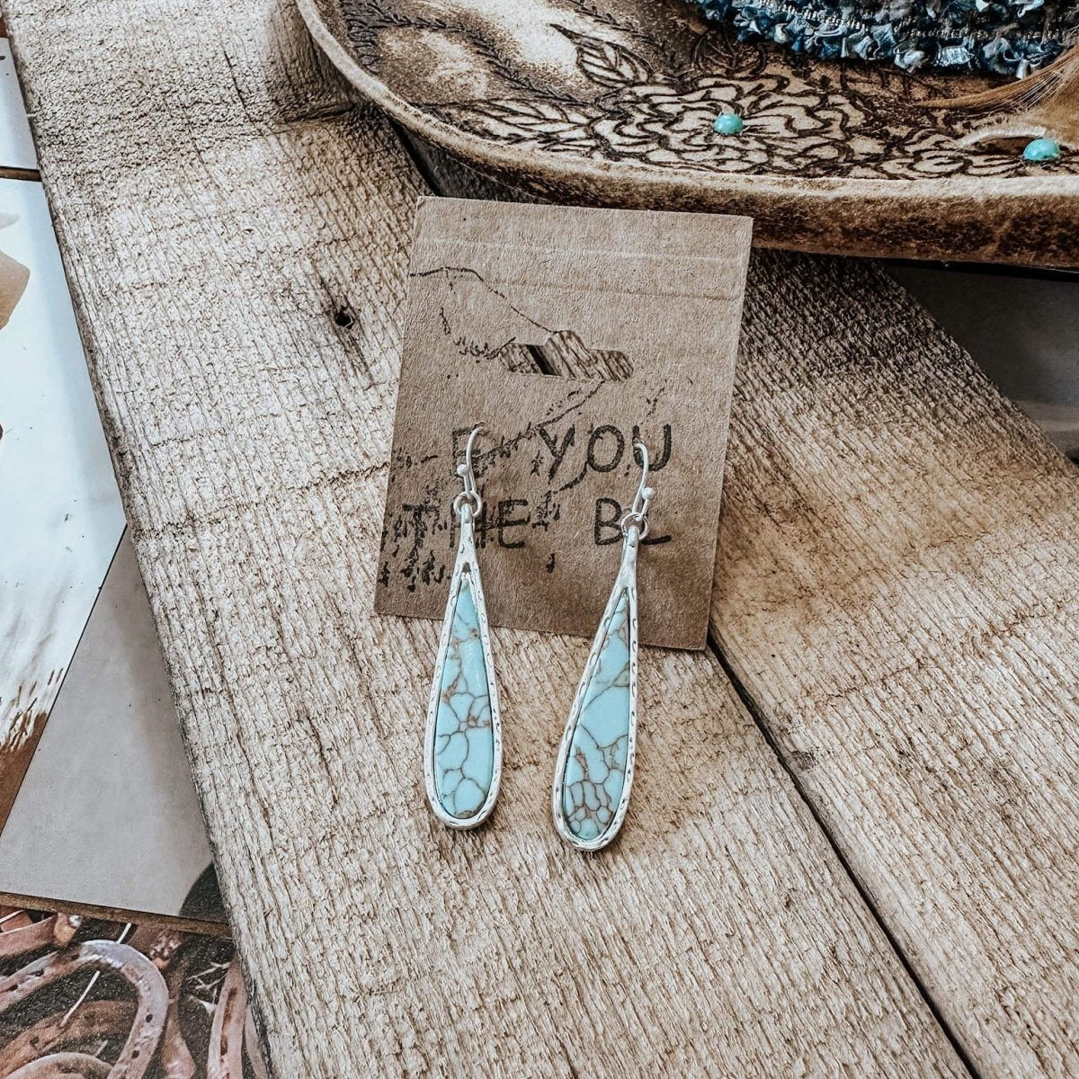Silver Turquoise Teardrop Earrings - jewerly