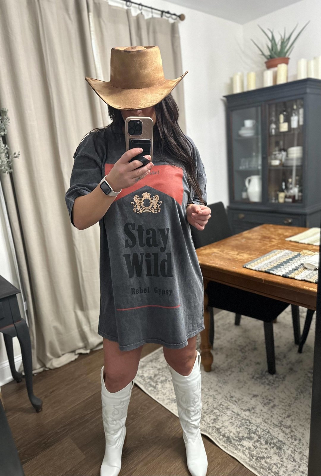 western t shirt dress The Boot Stitch T-Shirt in Bone M Unleash your wild side with The Bevel Labels Western T Let're Buck Graphic T-shirt Dress