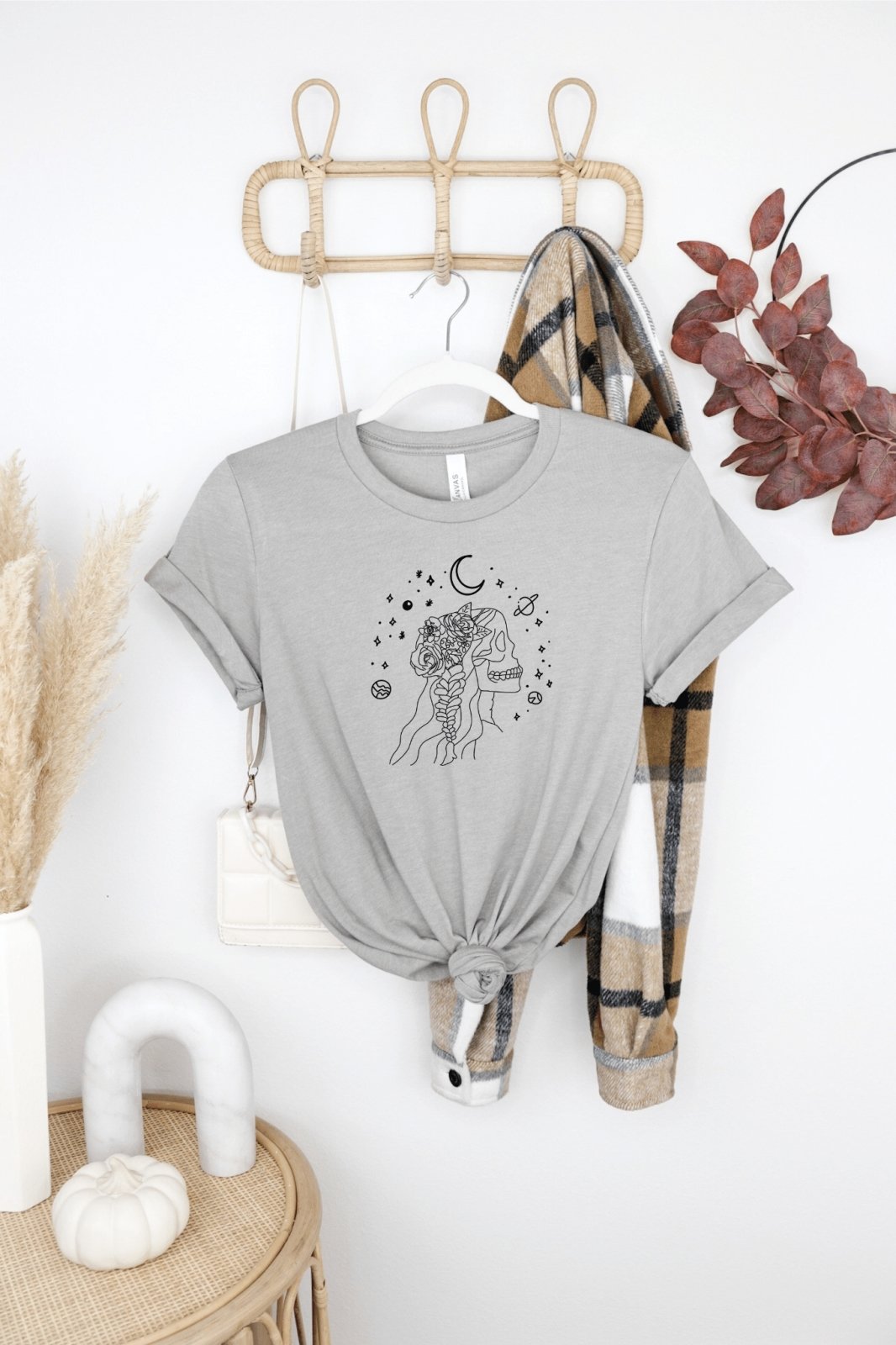 Sugar Skull Skeleton Rose Tee - T-Shirts