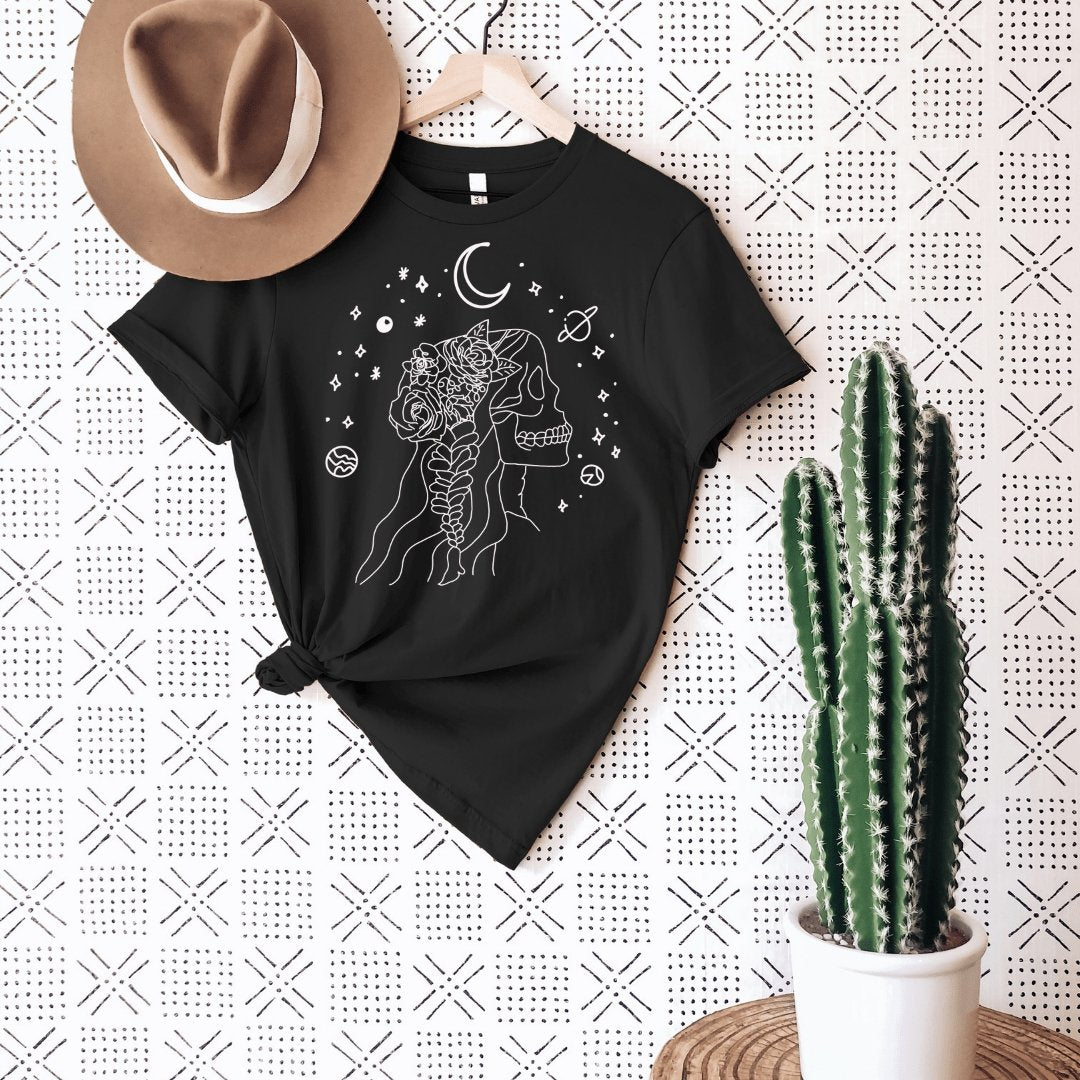 Sugar Skull Skeleton Rose Tee | T-Shirts | Sugar Skull Skeleton Rose Tee - Western Boho Chic Boutique
