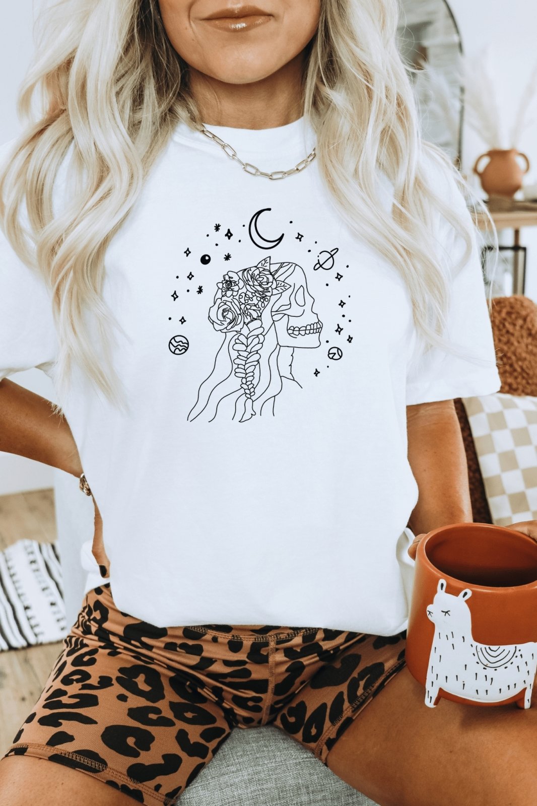Sugar Skull Skeleton Rose Tee - T-Shirts
