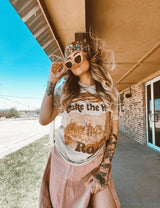 "Take The High Road" Women's Western Graphic Tee — Casual Cowgirl Country Concert Shirt