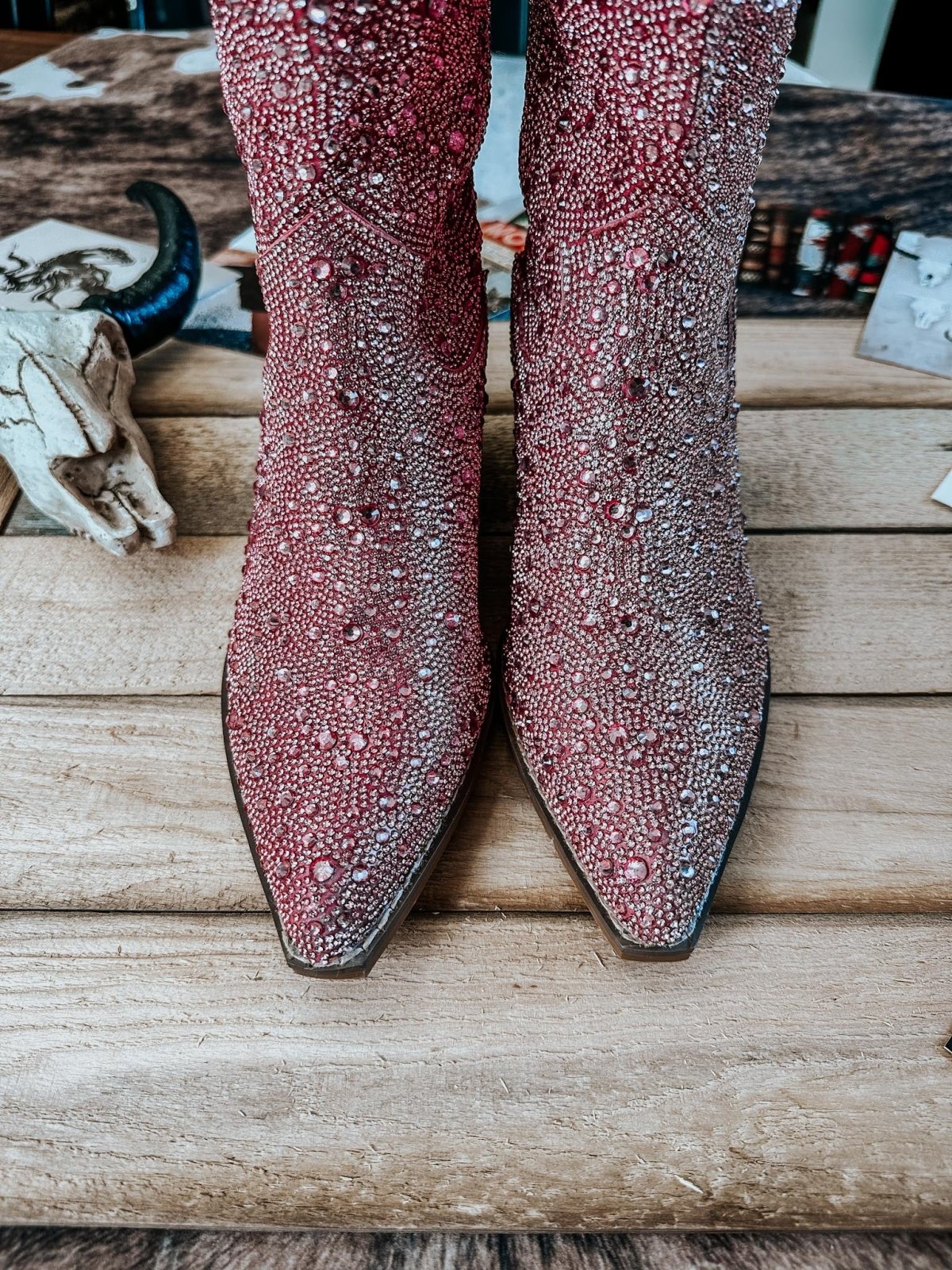 Tall Blush Rhinestone Cowgirl Boots - ladies shoes