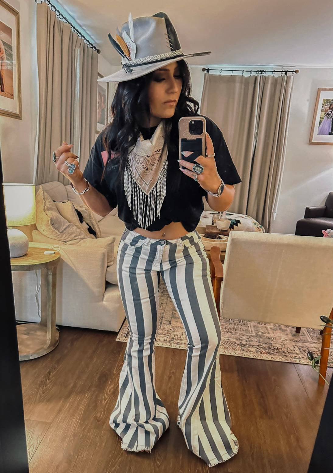 West Tex Striped Bell Bottoms - ladies bell bottoms