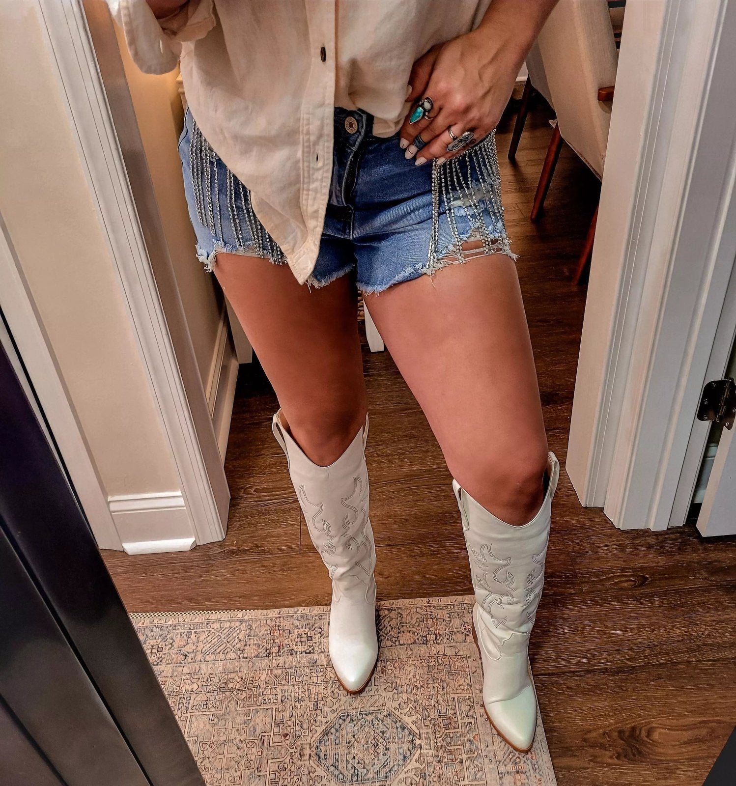White Cowgirl Boots - ladies shoes
