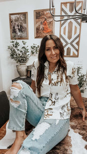 Ivory Wild Horses Top | Shirts & Tops | Wild Horses Top - ivory